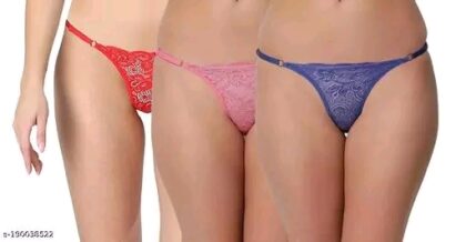 ZOQQ women Red, Royal blue, Pink thong panty
