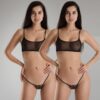 ZOQQ women black lace g-string panty pack of -2