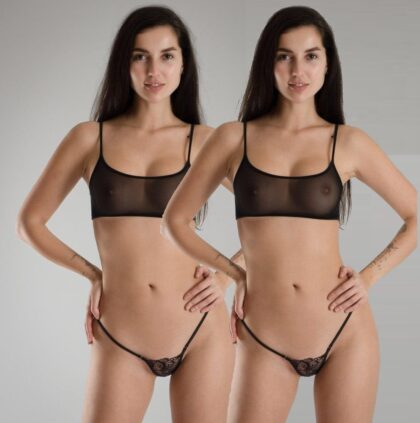 ZOQQ women black lace g-string panty pack of -2